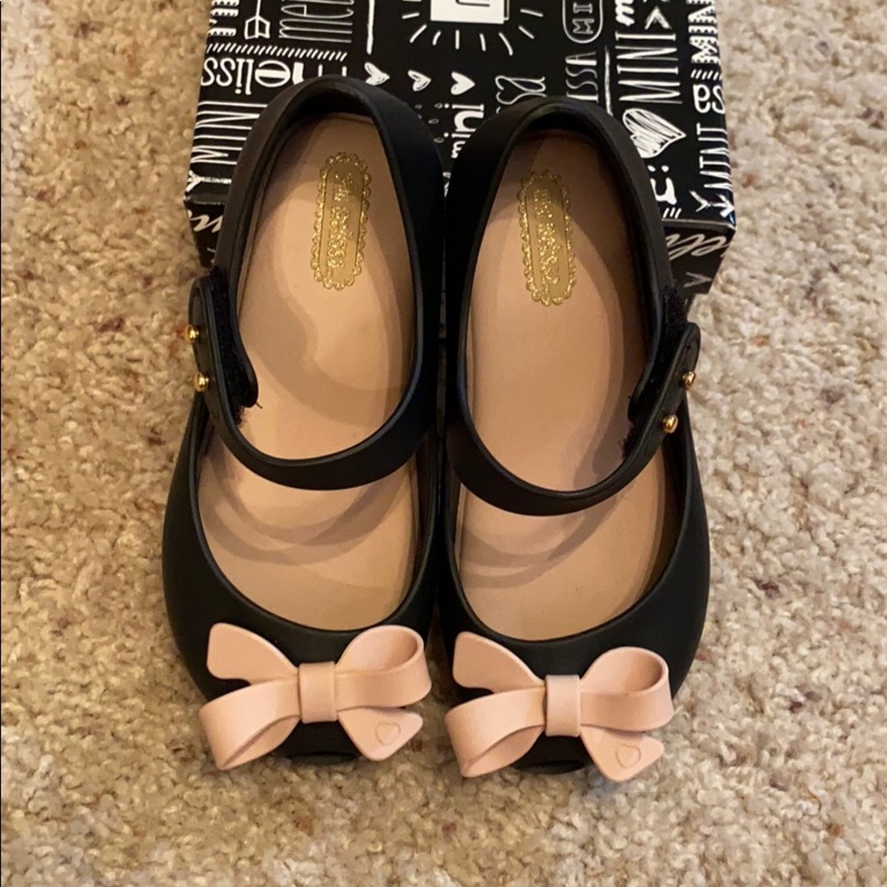 Mini Melissa Ultragirl II Black Bow shoes Sz 9